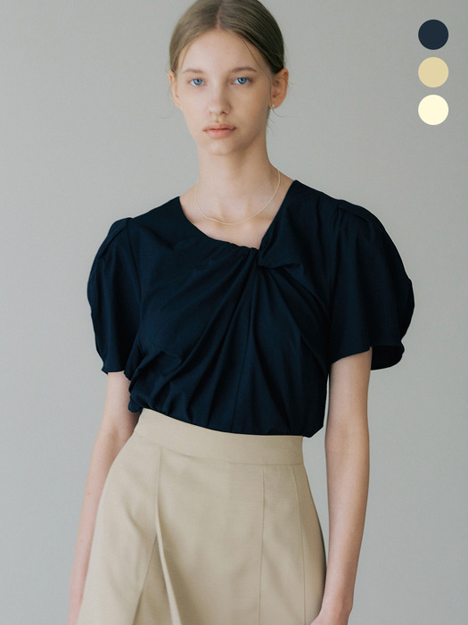 comos 836 neck twisted puff blouse (3color)