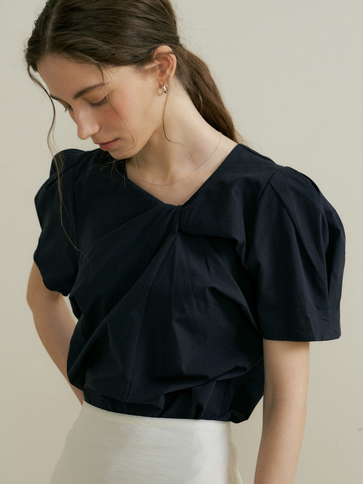 comos 836 neck twisted puff blouse (3color)