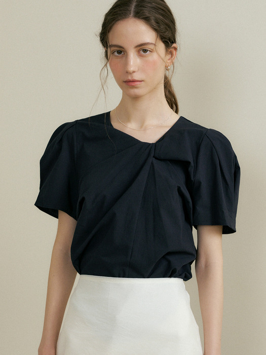comos 836 neck twisted puff blouse (3color)