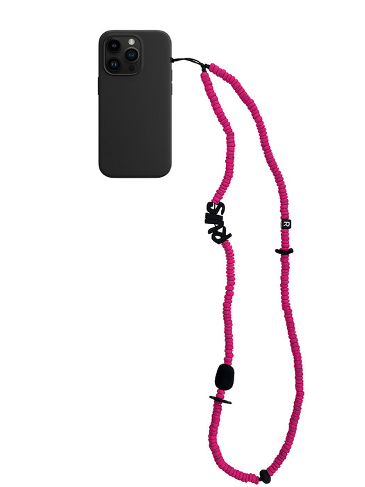nature beads crossbody  phone strap magenta
