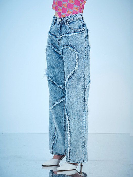 HEART ICE WASHING DENIM PANTS (BL)