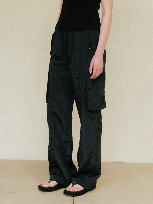 cargo string banding pants (black)