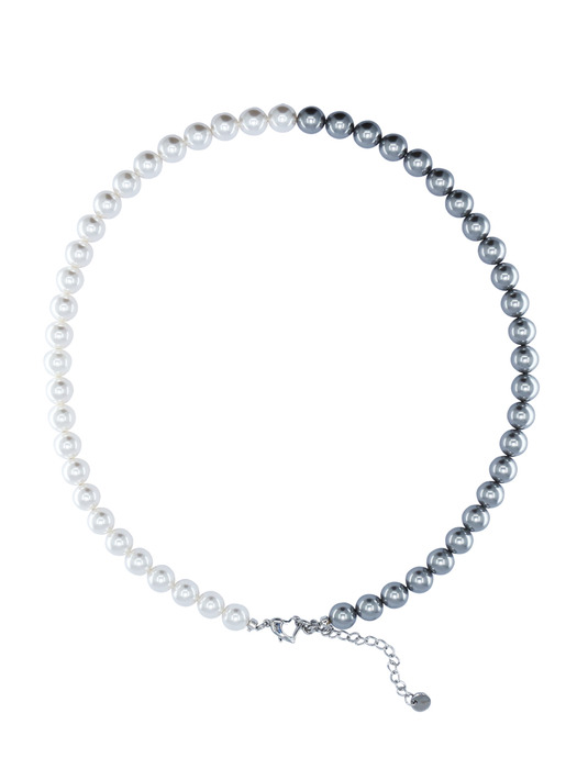Half & Half Pearl Necklace[White/Grey]