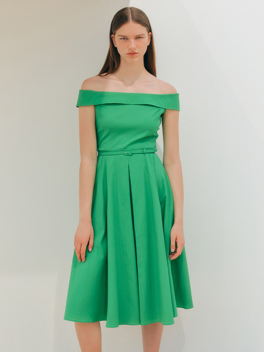 KATRINA Off shoulder midi dress (Green)