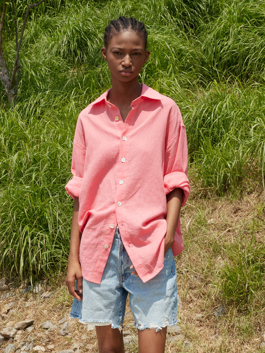 LINEN OVERFIT SHIRT_PINK