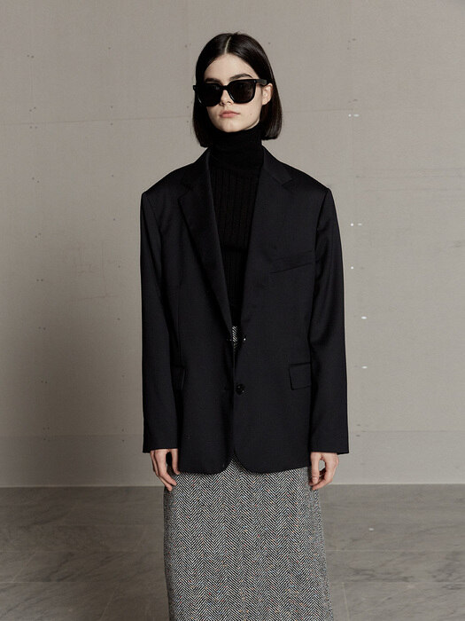 [SIGNATURE] LINATE Classic Two-Button Wool Jacket_Black