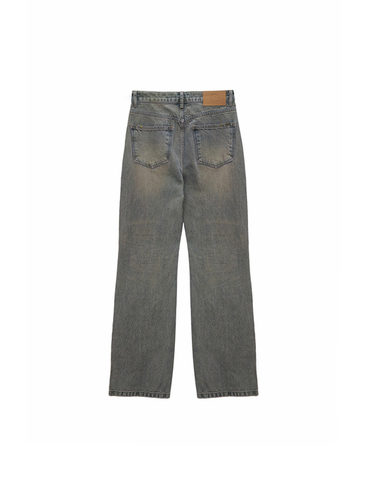 STUD POINT WASHED DENIM PANTS IN BLUE