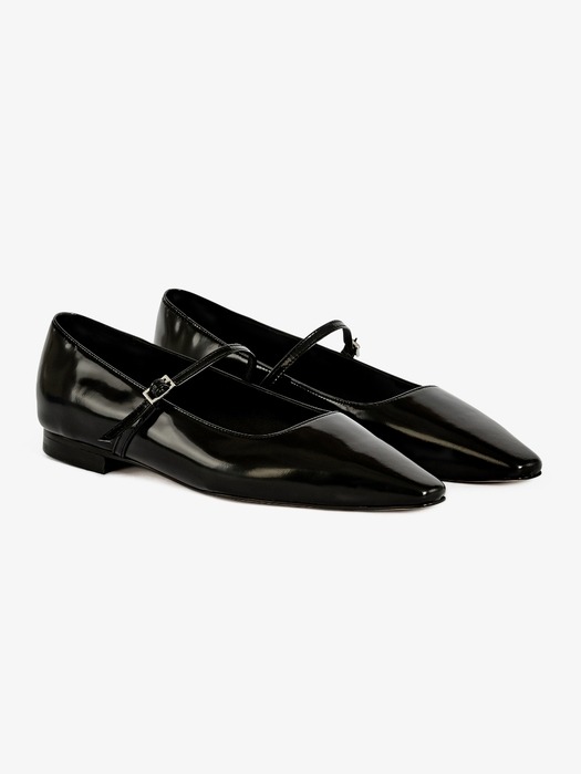 15mm Iris Pointed-Toe Flat shoes (Black)