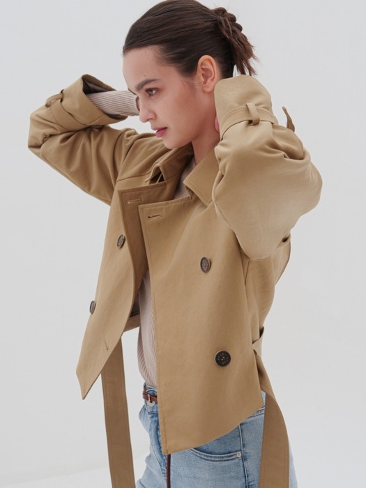Cropped Trench Coat _Beige