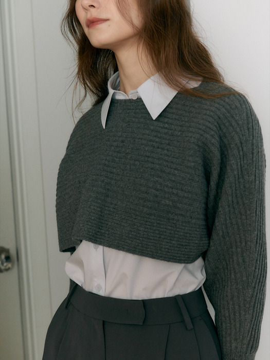 [KNIT] Two-way Ribbed Knit Top