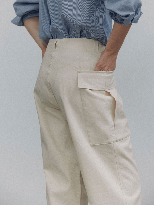 Washed cargo pants (Cream)