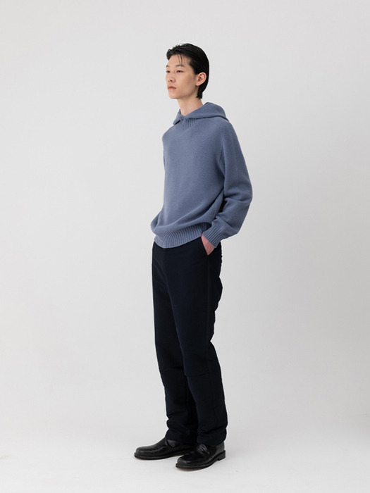 CASHMERE BLEND HOODED PULLOVER [BLUE]