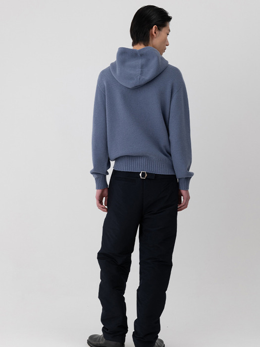 CASHMERE BLEND HOODED PULLOVER [BLUE]