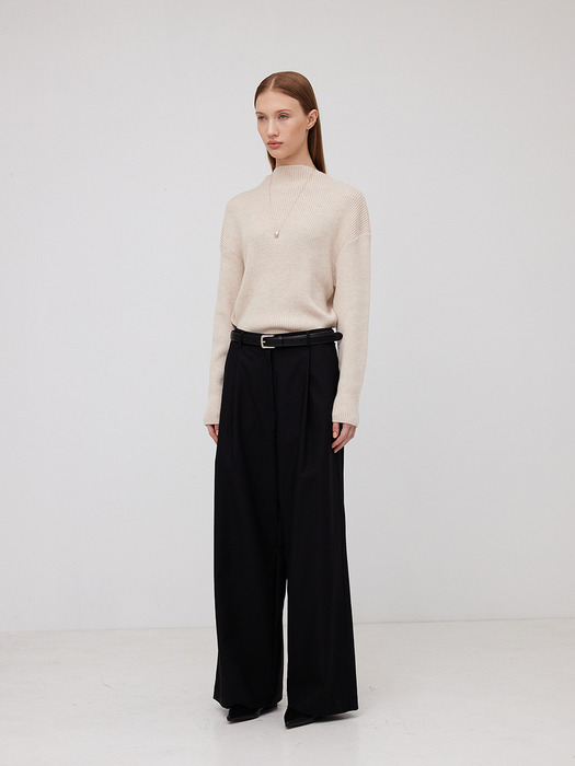 Wide Leg cotton trousers / Black