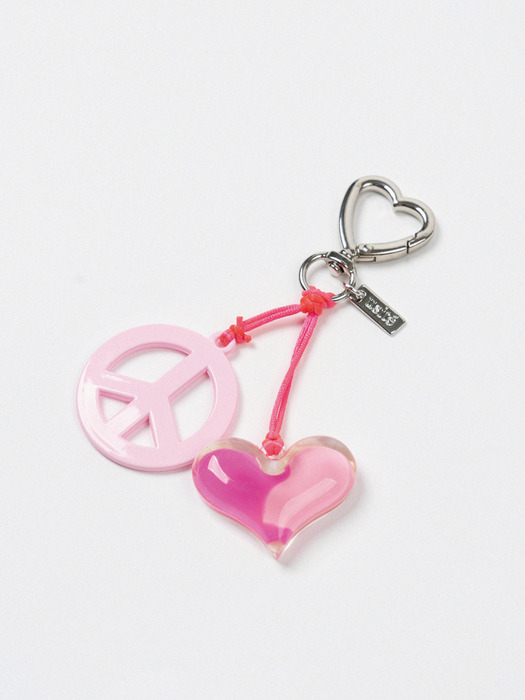 HEART PEACE FREEDOM KEYRING (BABY PINK)