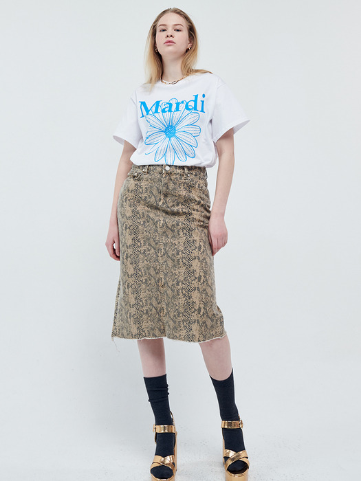 TSHIRT FLOWERMARDI_WHITE FLUOBLUE