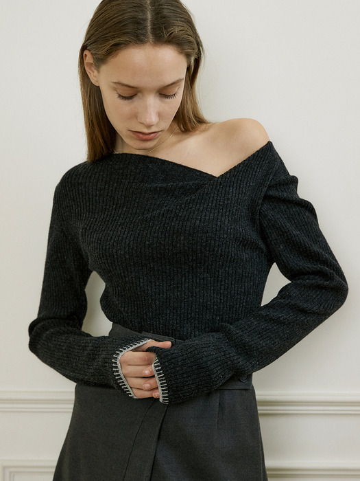 comos 1016 ribbed trimming knit (charcoal)