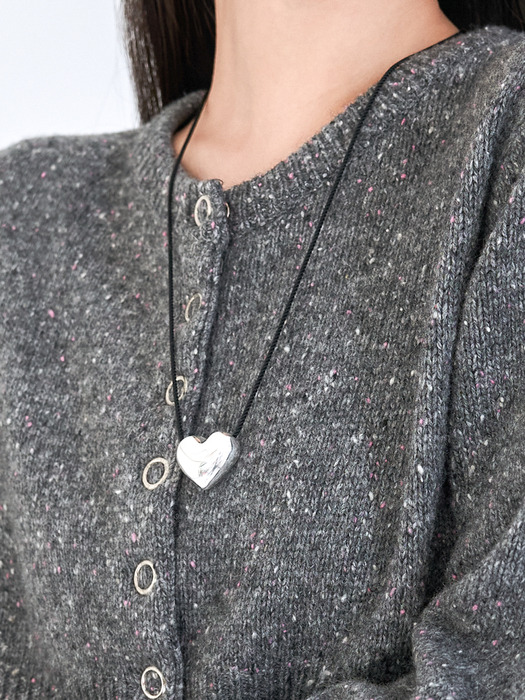 [SILVER] BOLD HEART PENDANT ROPE NECKLACE