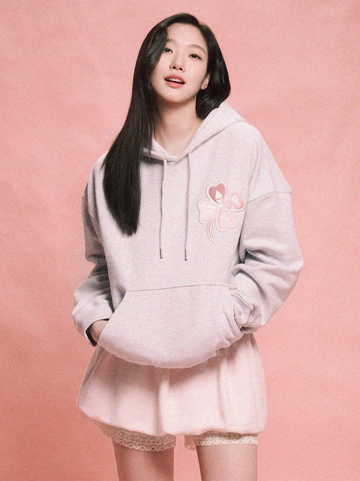 HOODY CLOVERMARDI SATIN_HEATHER PINK