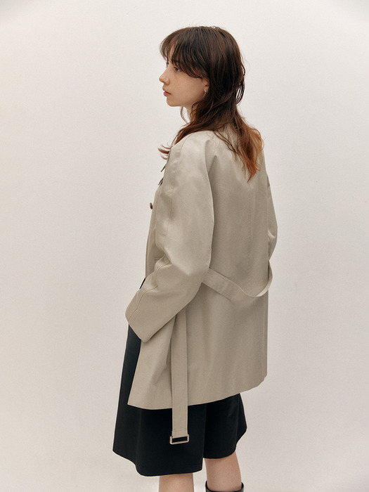 COTTON HALF MAC COAT (L/KHAKI)