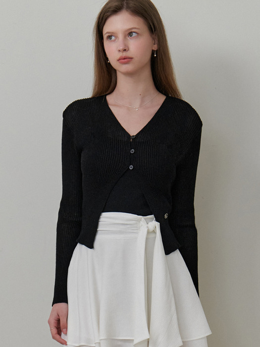 Linen 3 button cardigan 3color