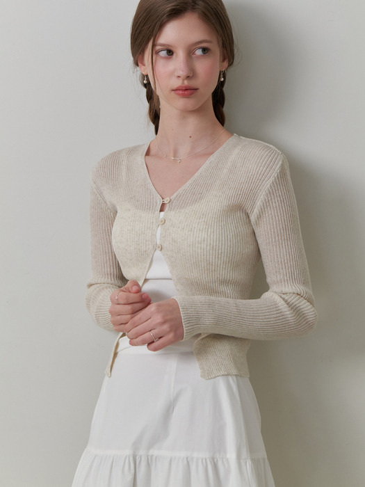 Linen 3 button cardigan 3color