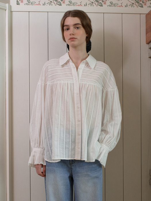 Stripe Loose Fit Shirt Style Blouse VC2412BL105M