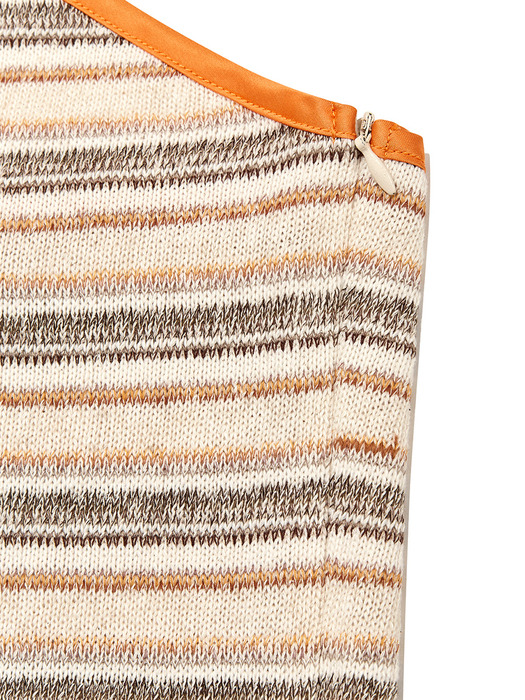 Stripe Knit Halter Top Orange Stripe