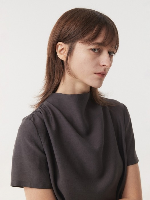 COWL NECK BLOUSE (TAUPE)