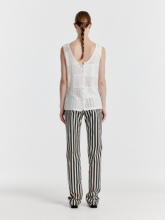 YISSY Stripe Denim Pants - White