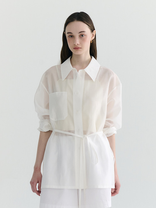 Sheer Belted Shirt_4color
