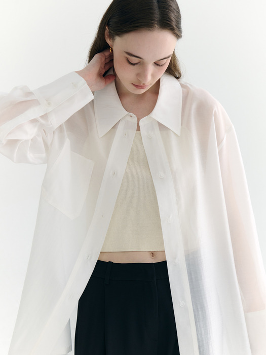 Sheer Belted Shirt_4color