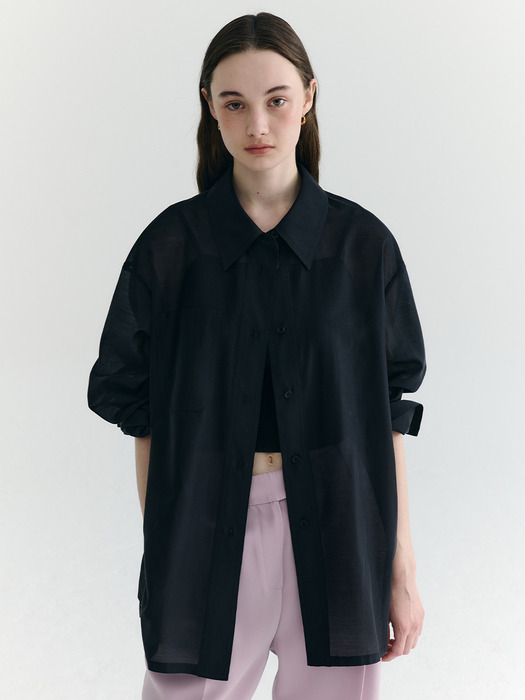 Sheer Belted Shirt_4color