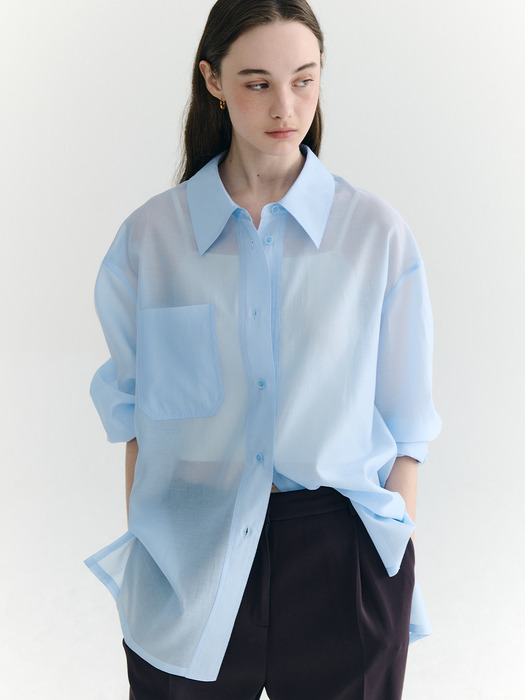 Sheer Belted Shirt_4color