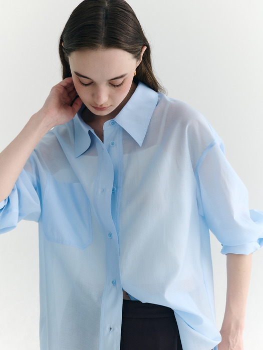Sheer Belted Shirt_4color