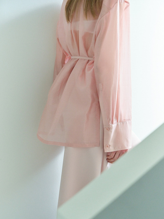 Sheer Belted Shirt_4color