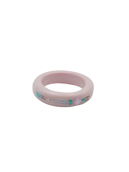 beaded halo ring-pink