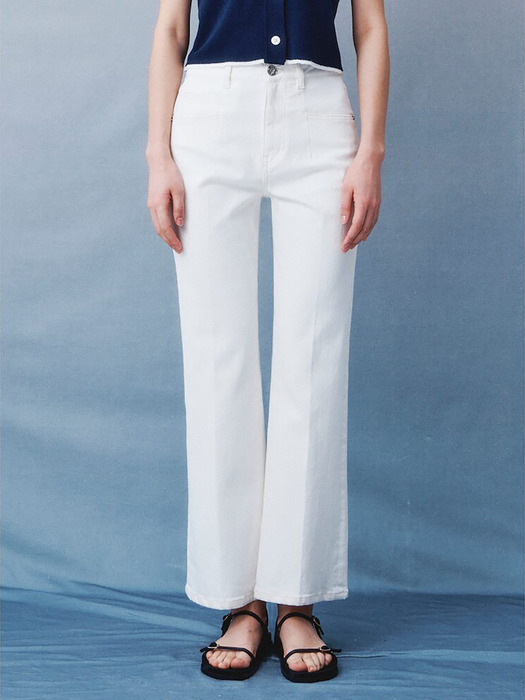 Summer Slim Bootscut Denim Pants  White (KE4321M521)