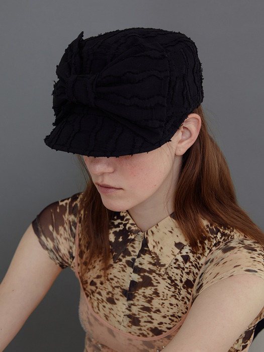 BELLBOY CAP_RIBBON_WAVE BLACK