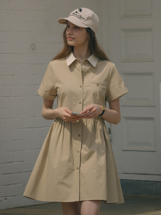 Casual roll up shirt mini ops_Beige