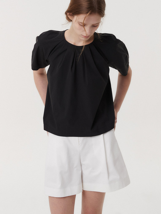 TUCK VOLUME BLOUSE (BLACK)