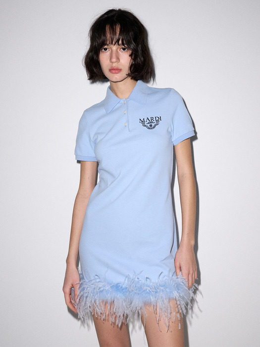 OSTRICH MINI DRESS PIQUET_SKY