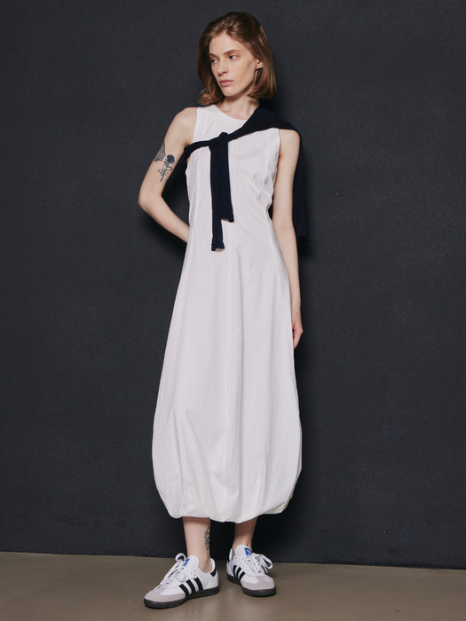 Bubble Hem Sleeveless Dress_Off White