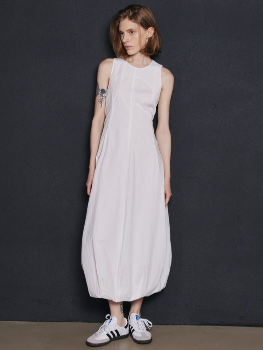 Bubble Hem Sleeveless Dress_Off White