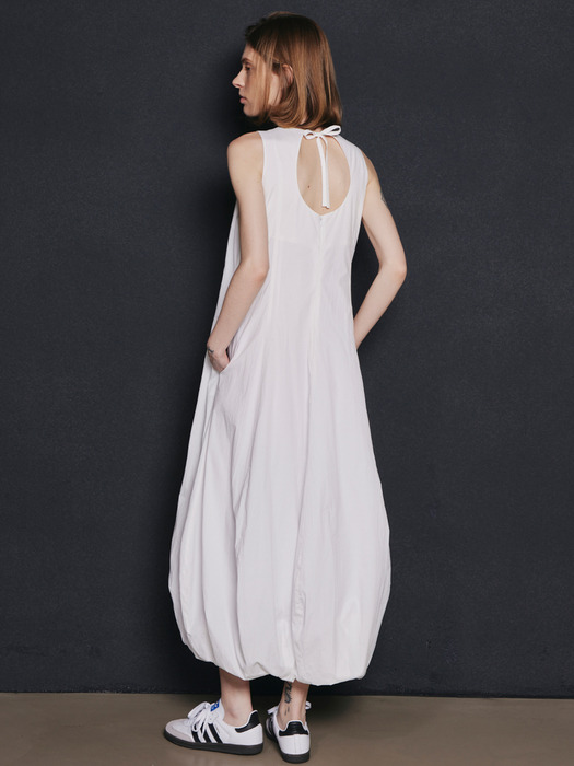 Bubble Hem Sleeveless Dress_Off White