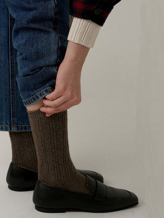 wool cable cozy socks  (3colors)