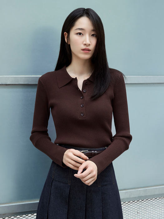 골지 카라 소매 슬릿 니트_6colors