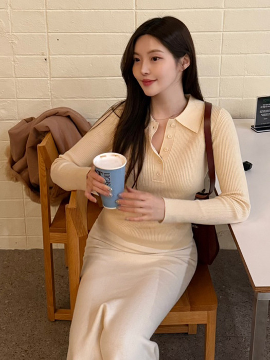 골지 카라 소매 슬릿 니트_6colors