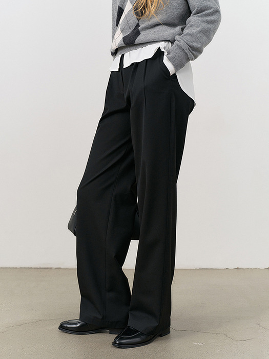 DOUBLE PLEATED WIDE SLACKS BLACK_UDPA4C201BK