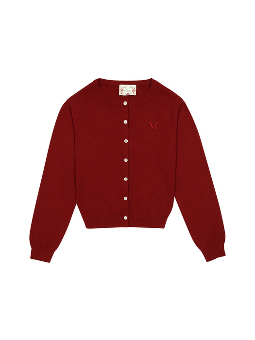 LOGO PLAIN CARDIGAN (DARK RED)